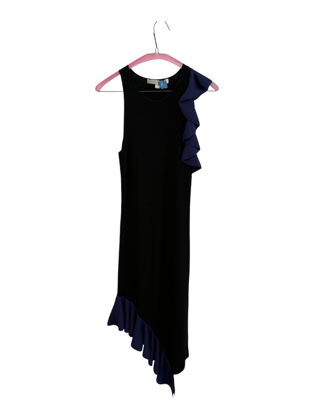 Jonathan Simkhai Black & Navy Ruffle Asymmetric Midi Cocktail Dress S - Picture 5 of 7